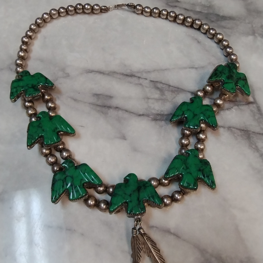 Vintage Silver Phoenix Freebird Turquoise Necklace - Picture 5 of 5